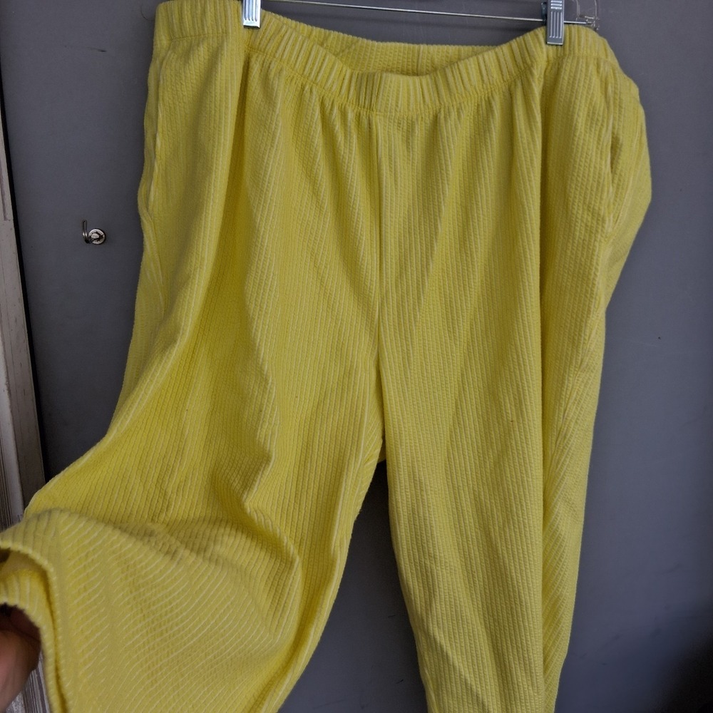 Lands End Sport Knit Capri‎ Pants Cruise Vacation Yellow Pull On Crop 2x EUC